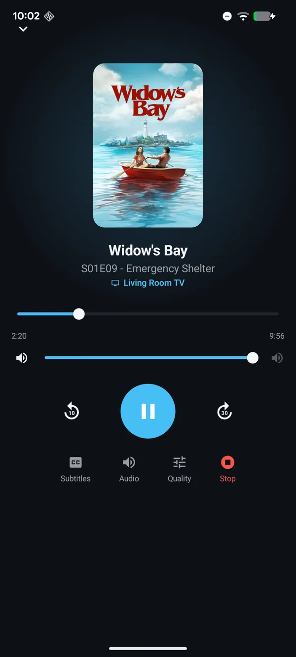 Poptonium casting a Plex episode to a Living Room TV